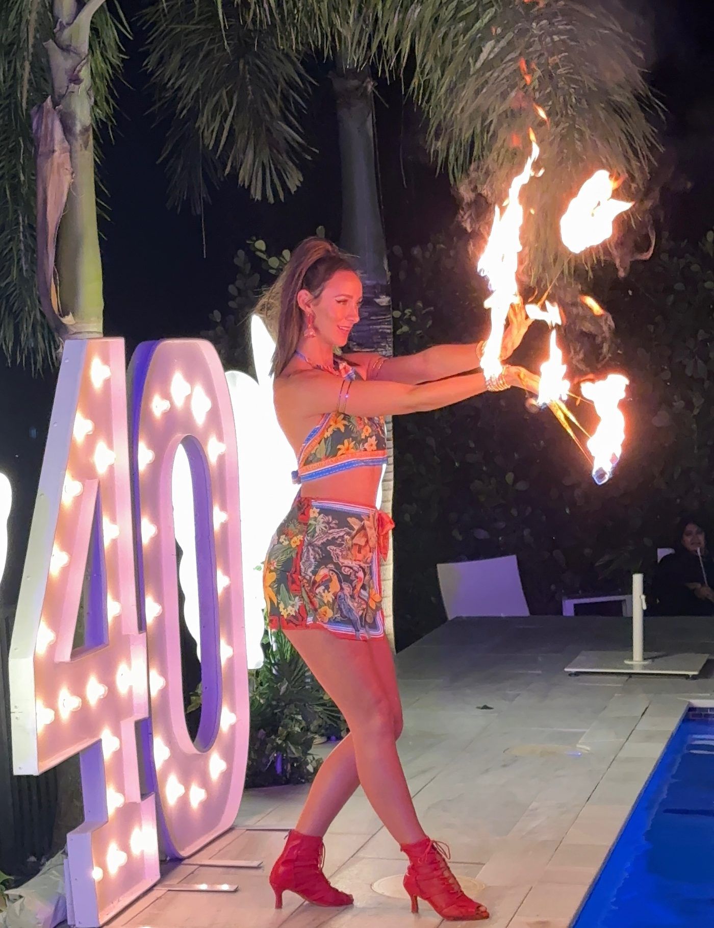 Fire dancer at birthday party Miami