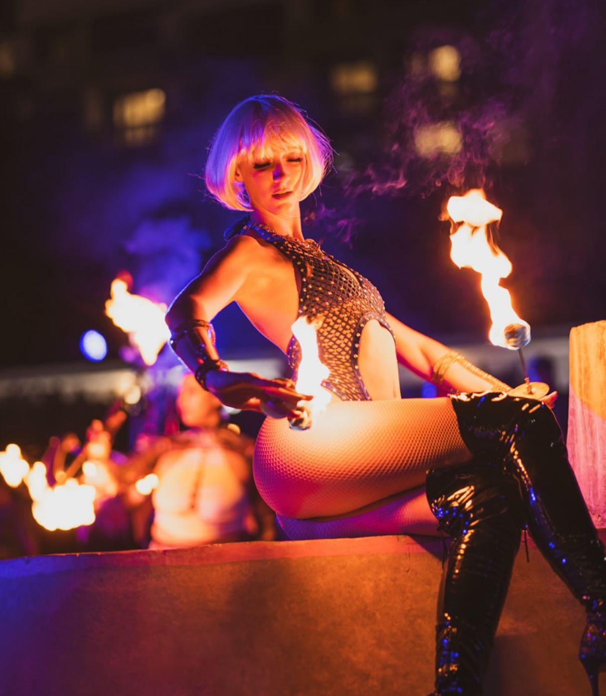 Fire dancer at festival Miami