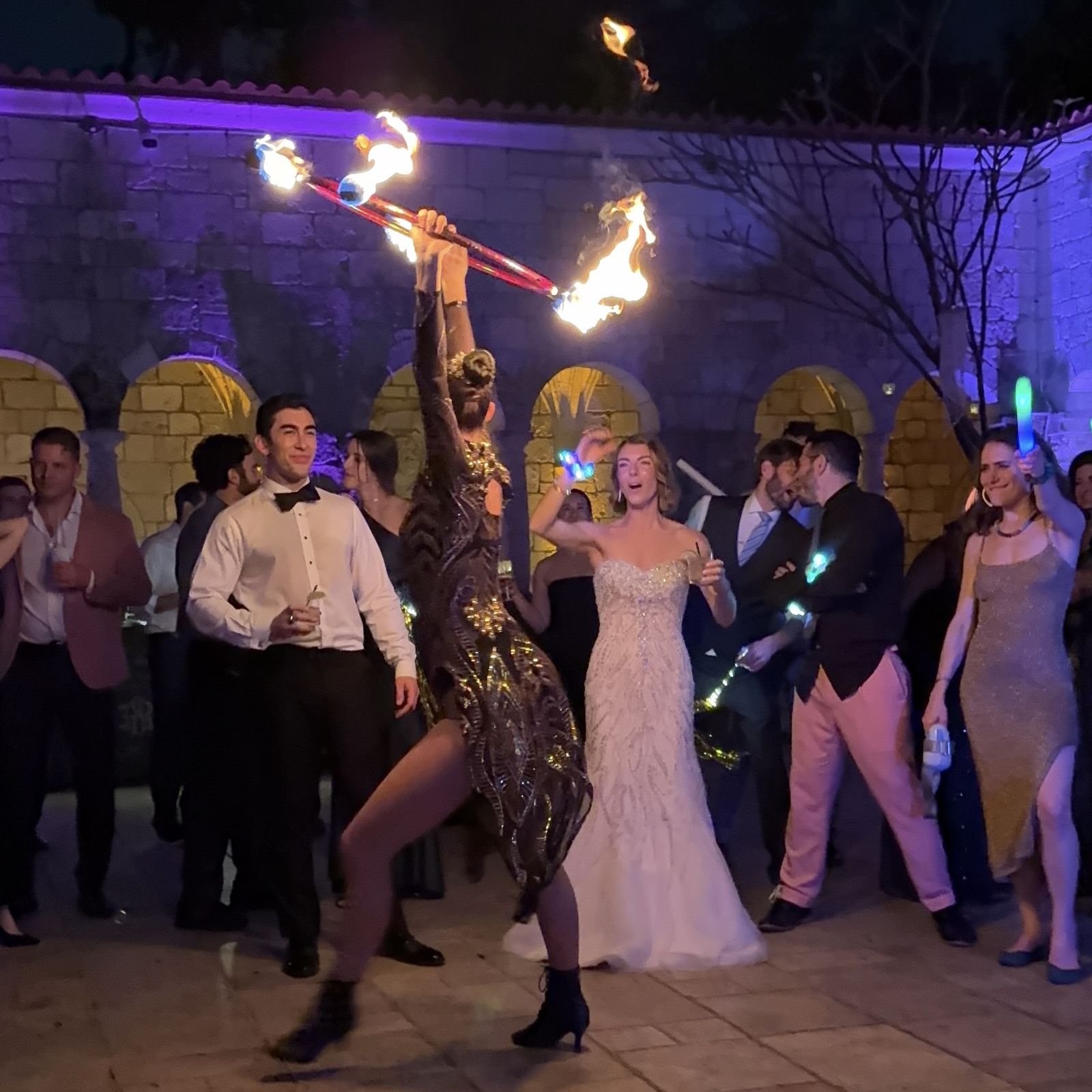 Fire dancer at wedding Miami